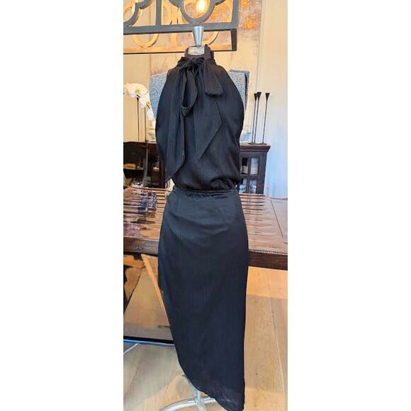 Veronica Beard Dress Sz 16 Women’s Black Silk Halter Asymmetrical Cocktail Gown - Picture 4 of 12